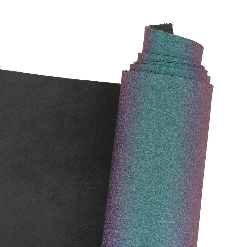 Peau de cuir de vachette grainé métallisé - BLEU PAON W33